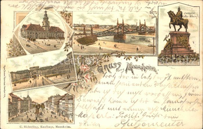 MANNHEIM BW Rathaus Neckarbruecke Kaiser Wilhelm Denkmal Schloss Marktplatz Reic