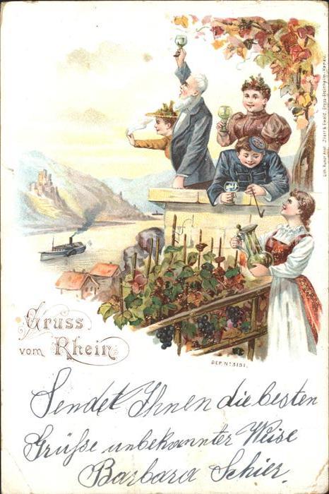 Bingen Rhein Weinanbaugebiet am Rhein Kuenstlerkarte Reichspost