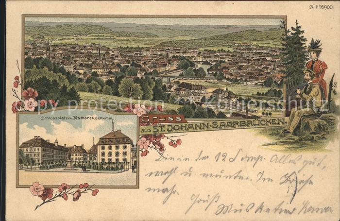 St Johann Saarbruecken Gesamtansicht Schlossplatz Bismarck Denkmal