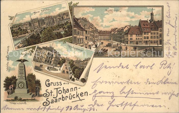 St Johann Saarbruecken Neue Bruecke Marktplatz Reichsstrasse Denkmal Bahnpost