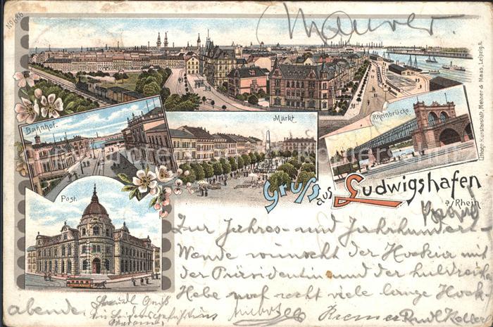 Ludwigshafen Rhein Gesamtansicht Bahnhof Markt Rheinbruecke Post