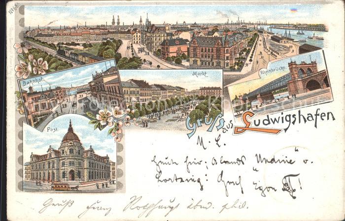 Ludwigshafen Rhein Gesamtansicht Bahnhof Markt Rheinbruecke Post