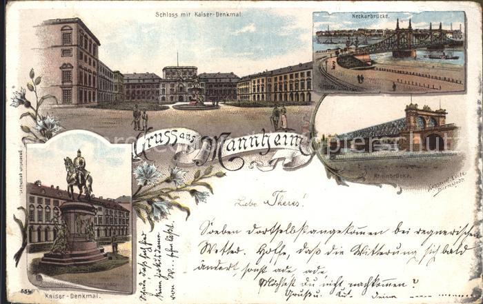 MANNHEIM BW Schloss Kaiser Wilhelm Denkmal Neckarbruecke Rheinbruecke Deutsche R