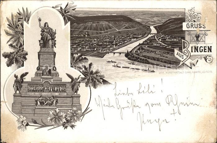 Bingen Rhein Panorama Nahemuendung Nationaldenkmal Niederwald Bahnpost Reichspos