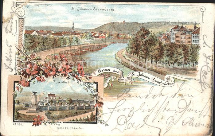 St Johann Saarbruecken Partie an der Saar Denkmal Ehrenthal