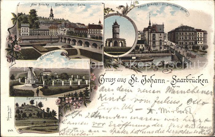St Johann Saarbruecken Bruecke Wasserturm Denkmal Ehrenthal Spichernberg Deutsch