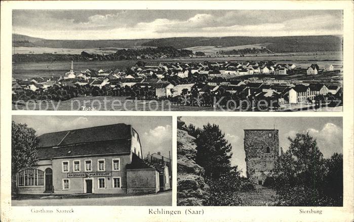 Rehlingen-Siersburg Totalansicht Siersburg Burgruine Gasthaus Saareck