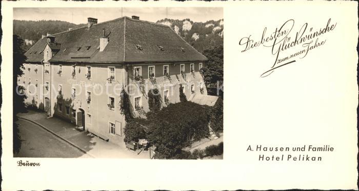 Beuron Donautal Hotel Pelikan Neujahrskarte