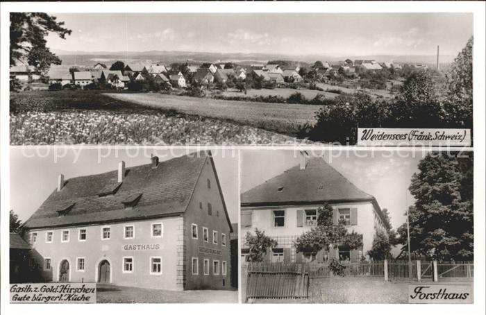 Weidensees Totalansicht Gasthof Pension Hirschen Forsthaus Fraenkische Schweiz B