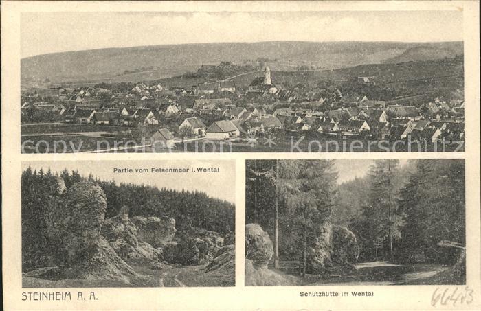 Steinheim Albuch Totalansicht Felsenmeer Schutzhuette Wental