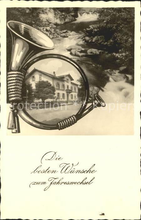 uehlingen-Birkendorf Gasthof zum Posthorn Blasinstrument Bachlauf Neujahrskarte