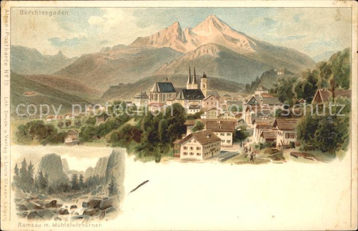 BERCHTESGADEN Bayern Gesamansicht mit Alpen Ramsau Muehlsturzhoerner Kuenstlerka