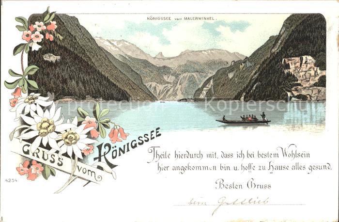 Koenigssee Blick vom Malerwinkel Alpenblumen