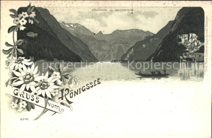 Koenigssee Panorama Blick vom Malerwinkel Alpenblumen
