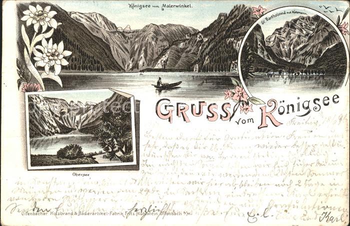Koenigssee Blick vom Malerwinkel St Bartholomae Obersee Edelweiss