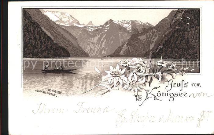 Koenigssee Blick vom Malerwinkel Alpenblumen