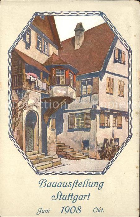 STUTTGART  CITY Bauausstellung 1908 Erker Offizielle Postkarte