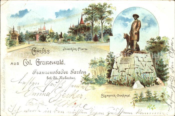 Grunewald Berlin Joachim Platz Franzensbader Garten Bismarck Denkmal Reichspost