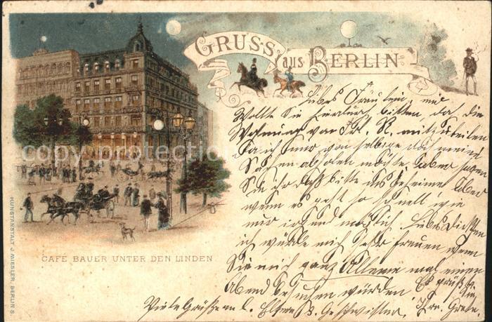 BERLIN  CITY Cafe Bauer Unter den Linden Litho