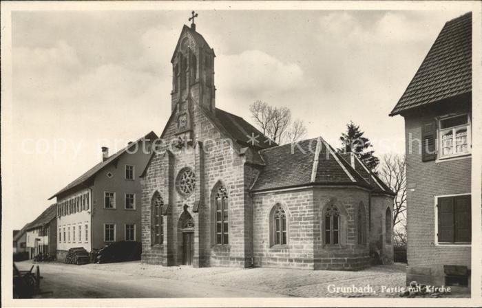 Grunbach Enzkreis Partie mit Kirche Hoehenluftkurort