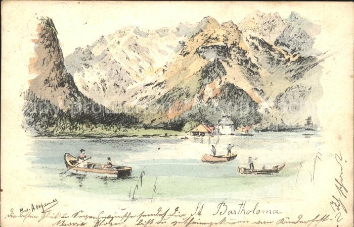 Koenigssee St Bartholomae Berchtesgadener Alpen Kuenstlerkarte