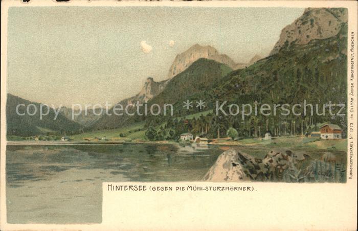 Hintersee Berchtesgaden gegen Muehlsturzhoerner Berchtesgadener Alpen
