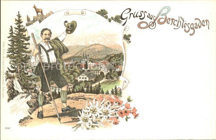 BERCHTESGADEN Bayern Panorama Wandersmann Gemse