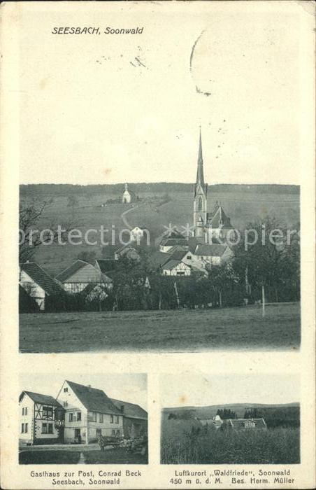 Seesbach Ortsansicht mit Kirche Gasthaus Luftkurort Waldfriede Soonwald