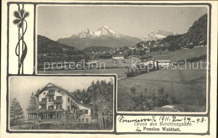 BERCHTESGADEN Bayern Panorama mit Alpen Pension Waldluft