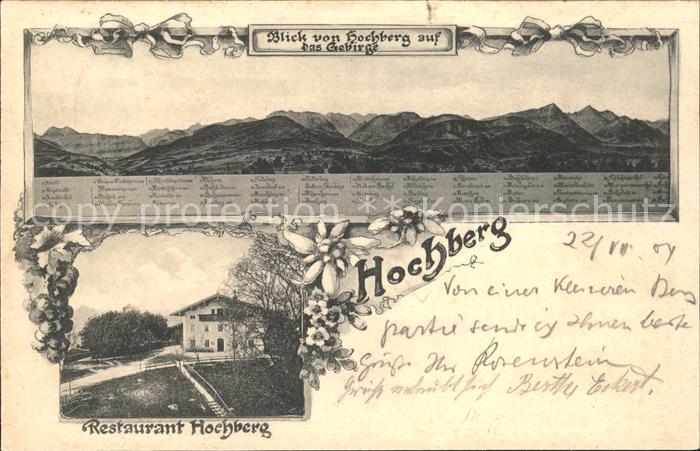 Traunstein Oberbayern Blick vom Hochberg auf das Gebirge Restaurant