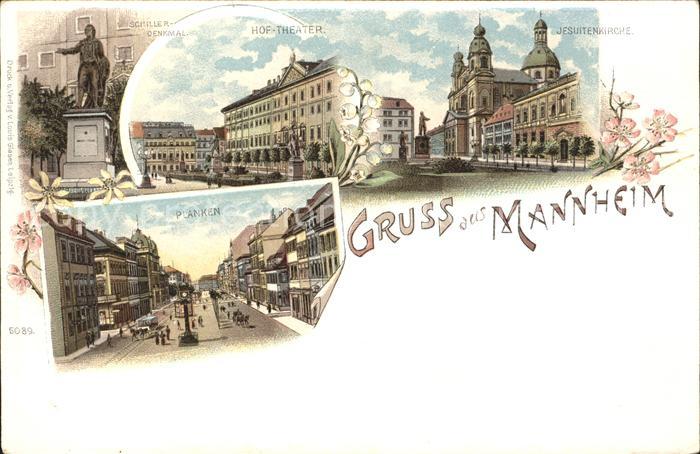 MANNHEIM BW Schillerdenkmal Hoftheater Jesuitenkirche Planken Deutsche Reichspos