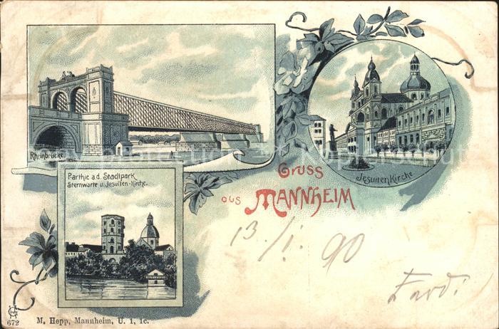 MANNHEIM BW Rheinbruecke Jesuitenkirche Stadtpark Sternwarte