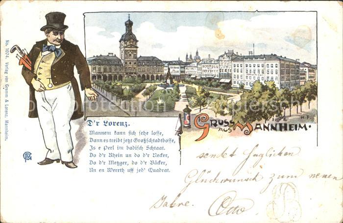 MANNHEIM BW Paradeplatz Denkmal d r Lorenz Karikatur