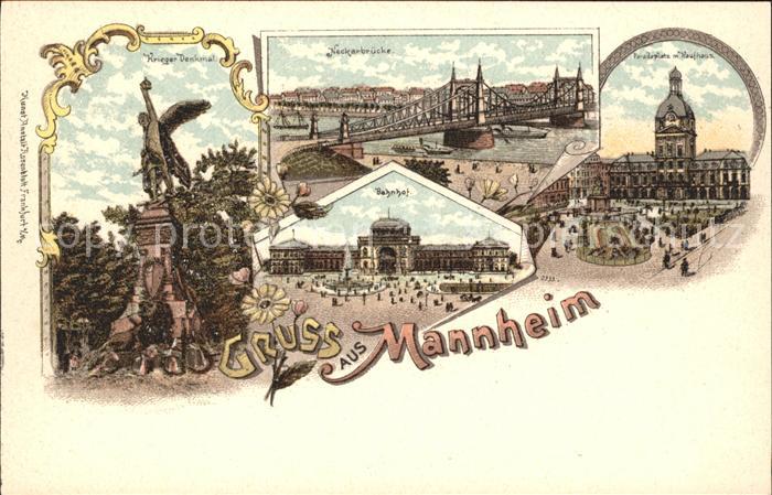 MANNHEIM BW Kriegerdenkmal Neckarbruecke Paradeplatz Kaufhaus Bahnhof Deutsche R