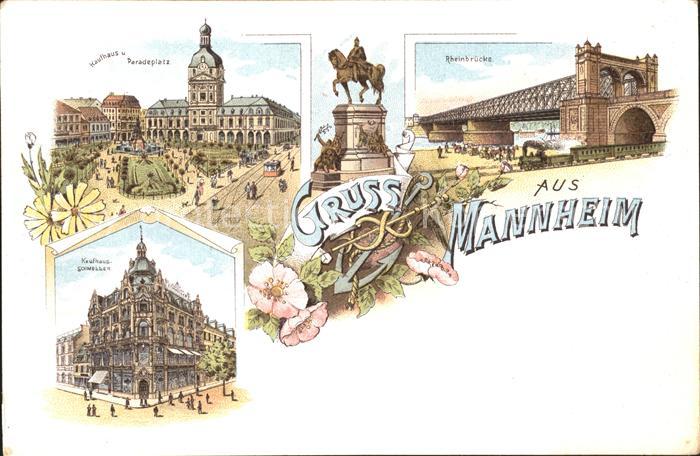 MANNHEIM BW Paradeplatz Kaufhaus Kaiser Wilhelm Denkmal Rheinbruecke Deutsche Re