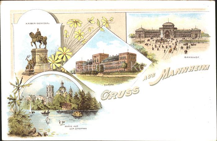 MANNHEIM BW Kaiser Wilhelm Denkmal Schloss Bahnhof Stadtpark Blumen Reichspost