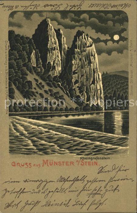 Muenster Stein Rheingrafenstein Felsformation Nahe im Mondschein