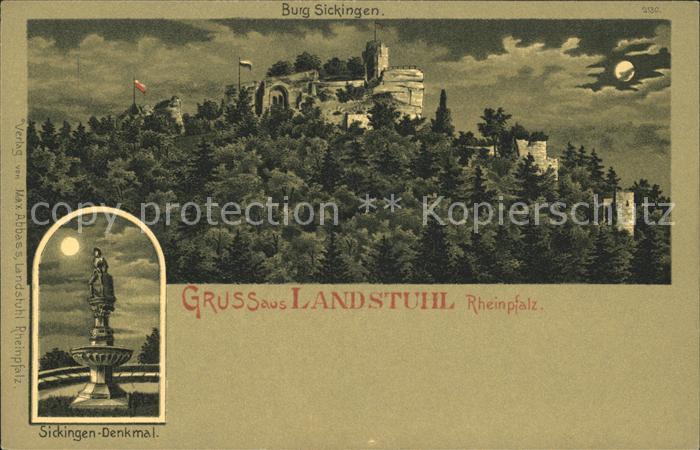 Landstuhl Burg Sickingen Denkmal im Mondschein