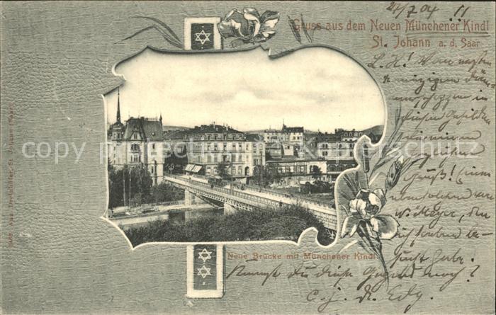 St Johann Saarbruecken Neue Bruecke mit Muenchener Kindl Blumen