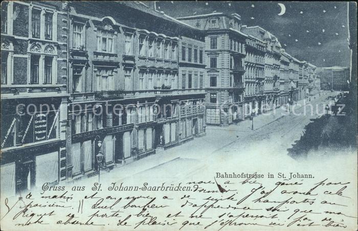 St Johann Saarbruecken Bahnhofstrasse im Mondschein
