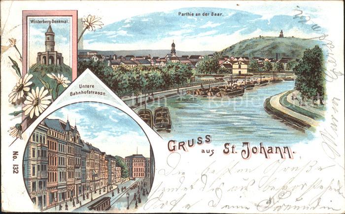 St Johann Saarbruecken Partie an der Saar Winterberg Denkmal Untere Bahnhofstras
