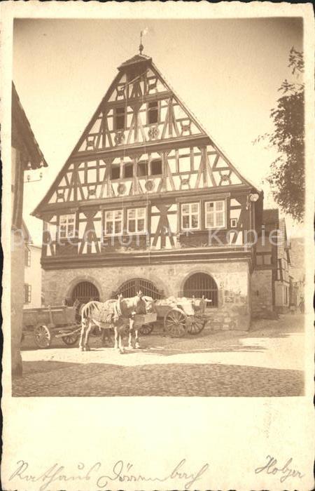 Doerrenbach Fachwerkhaus Pferdefuhrwerk