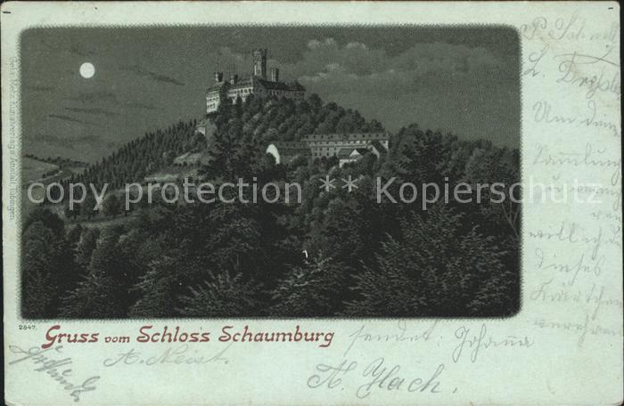 Balduinstein Schloss Schaumburg im Mondschein