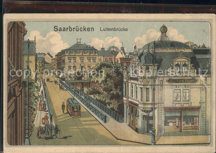 SAARBRueCKEN Saarland Luisenbruecke Strassenbahn Illustration