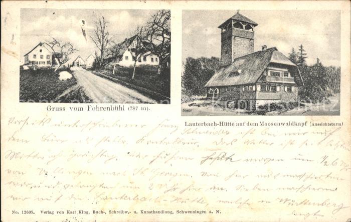 Fohrenbuehl Dorfstrasse Lauterbach Huette Moosenwaldkapf Aussichtsturm