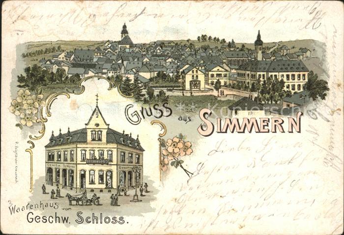 Simmern Hunsrueck Gesamtansicht Warenhaus Geschw. Schloss Deutsche Reichspost