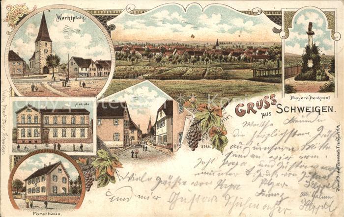 Schweigen-Rechtenbach Marktplatz Totalansicht Bayern Denkmal Strassenpartie Schu