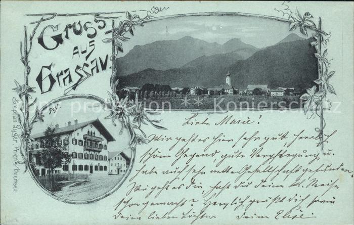 Grassau Chiemgau Gesamtansicht mit Alpenpanorama Post