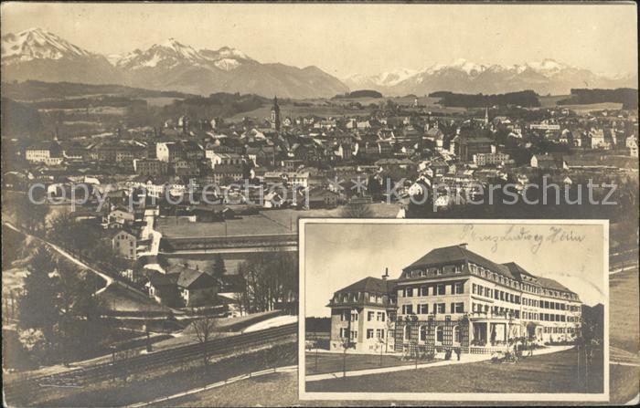 Traunstein Oberbayern Gesamtansicht mit Alpenpanorama Heim