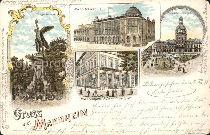 MANNHEIM BW Kriegerdenkmal Realschule Paradeplatz Kaufhaus Warenhaus
